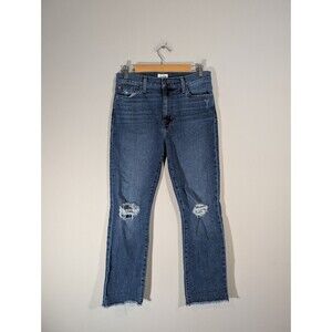 Hudson Womens Blue Blair High Rise Straight Crop Jeans Sz 29 Distressed Festival